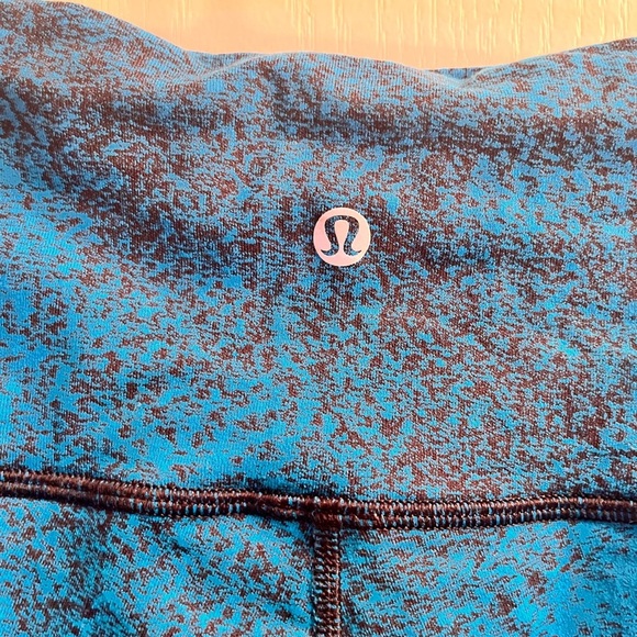 Lululemon Wunder Under Pant III Size 12 Luon Spray Jacquard Shocking Blue Black - Picture 6 of 8